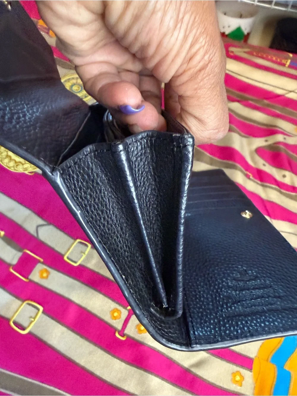 Vivienne Westwood Black Textured Envelope Wallet with Gold Orb Logo